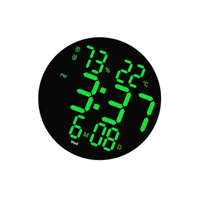 serony Wall Clock USB Powered Clock Digital Clock for Living Room Green Light