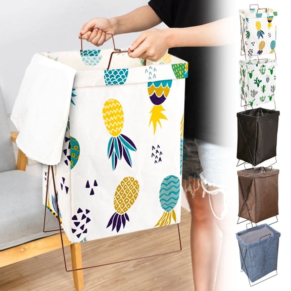 Blaxill Waterproof Laundry Basket Large Collapsible Hamper | Metal Handles | Freestanding Fabric Storage Bin | Foldable Organizer for Clothes Toys Blankets | 18.5x14.5x9in | Laundry Room Bathroom