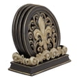 thumbnail image 5 of Ebros Western Tuscany Fleur De Lis Carved Scroll Art Coaster Holder W/4 Coasters, 5 of 8