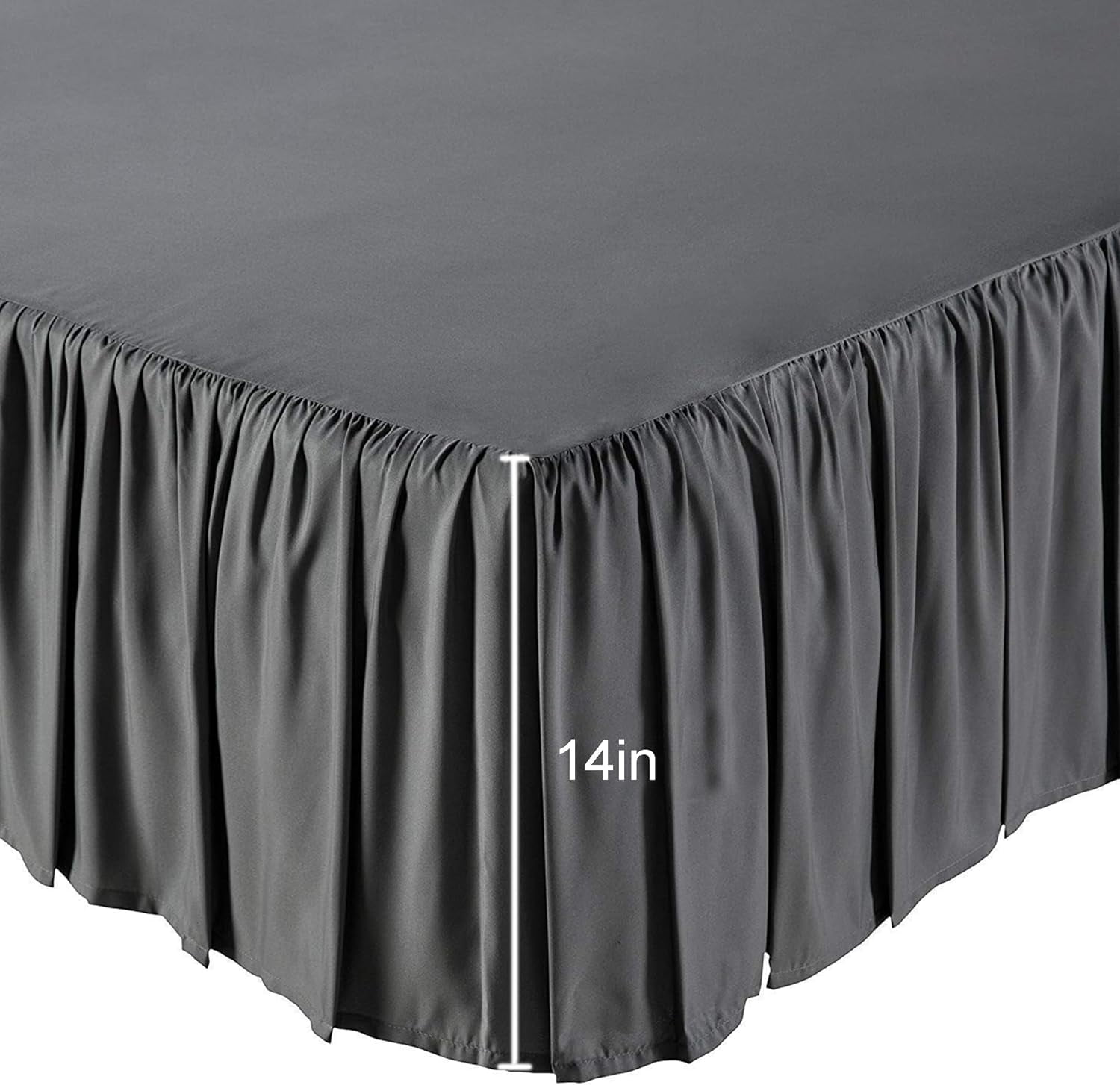 Ruffled Bed Skirt, Lightweight Dust Ruffle Bed Skirts with Platform, Multiple Sizes Soft Bed Skirt for Bedroom,Hotel (Dark Grey, King（76x80 in） 14")
