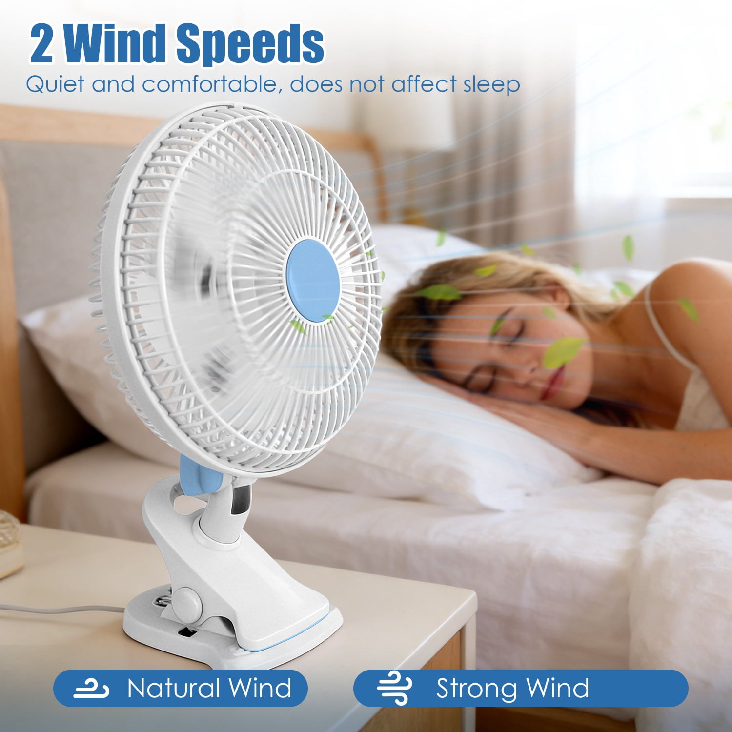 Portable Clip Fan with 2 Speeds, 90° Oscillating Quiet Cooling Fan, Desk Clip Hang 3 Ways for Office Bedroom Speeds Low Noise Small Fan, Wall Hanging Clip on Fan for Daily Use