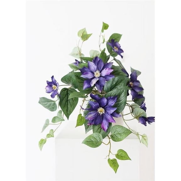 20.5 in. UV Protected Silk Clematis Bush - Purple - Pack of 6