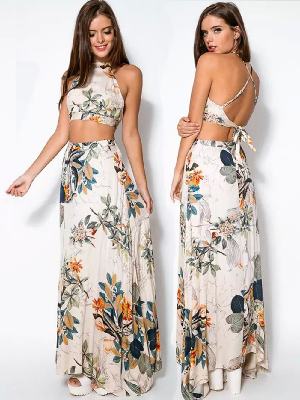 Maxi Skirt Floral Beach Dress 