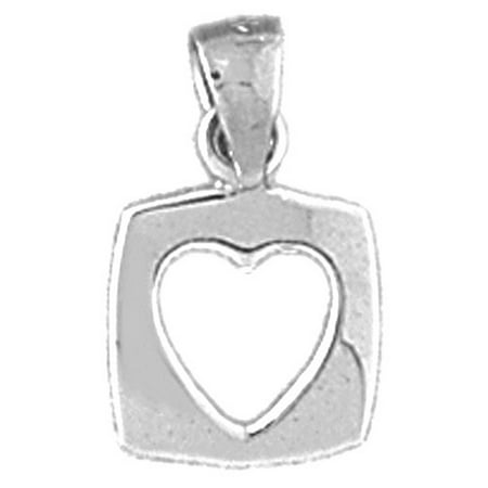 14K White Gold Floating Heart Pendant - 15 mm