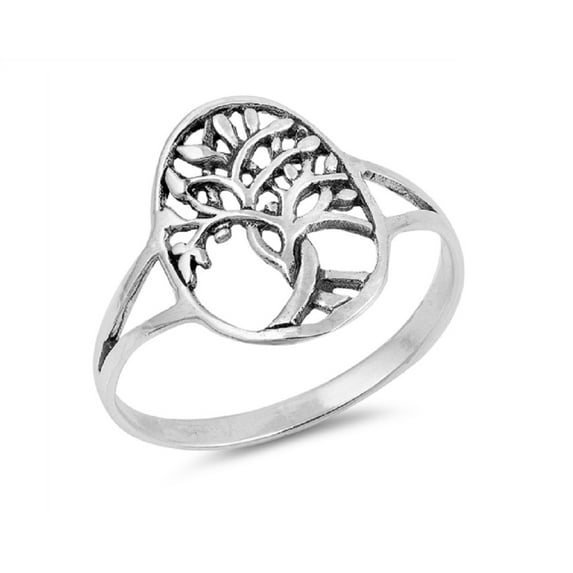 Sterling Silver Twisted Tree Of Life Ring