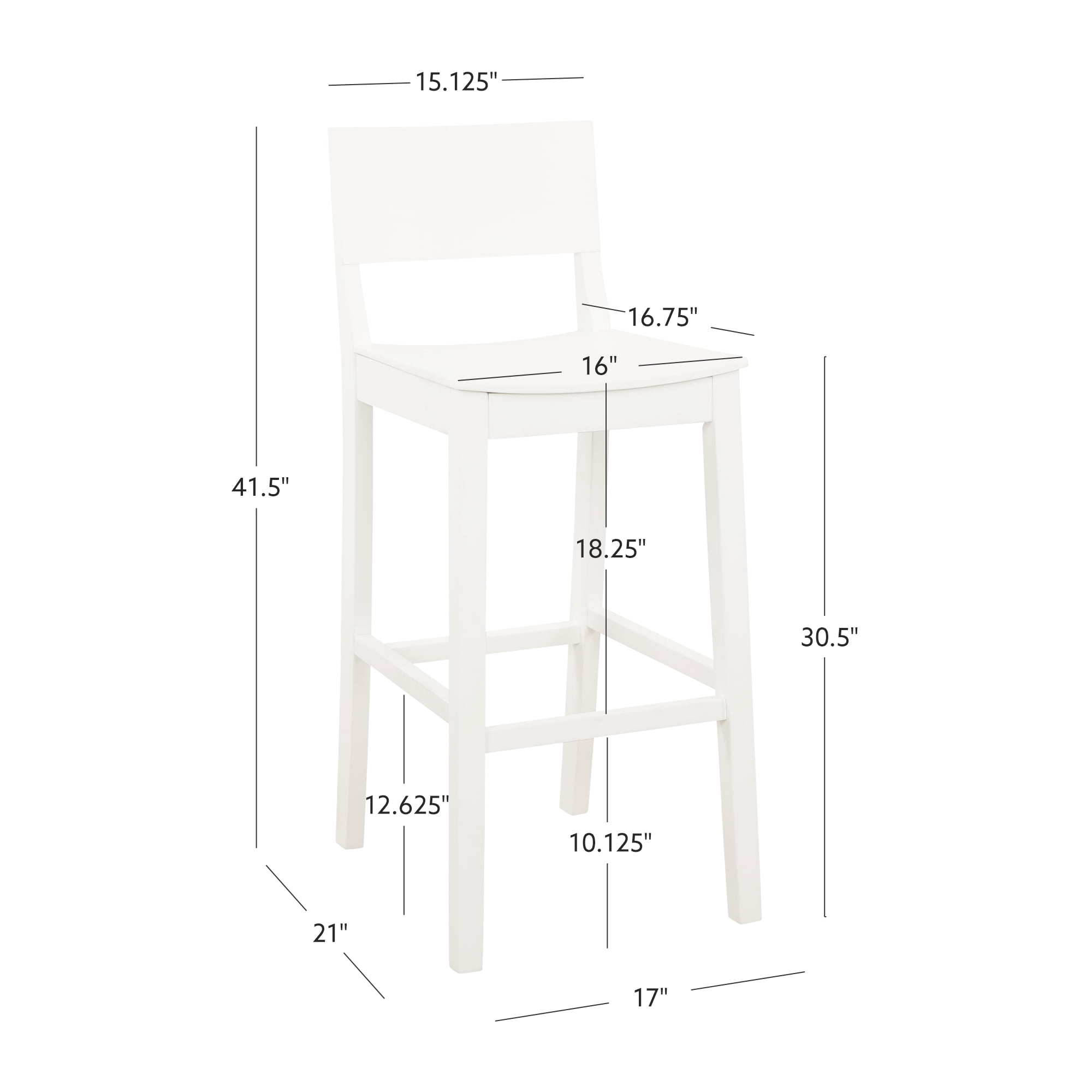 Linon Darcy 30" Indoor Wood Bar Stool, Set of 2, White