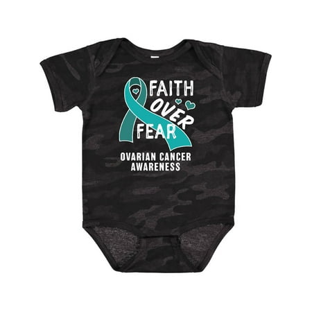 

Inktastic Ovarian Cancer Awareness Faith Over Fear with Teal Ribbon Gift Baby Boy or Baby Girl Bodysuit