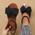 thumbnail image 6 of Hinvhai Women's Bow Flat Sandals Dressy Open Toe Ankle Strap Summer Casual Vacation Slides Shoes Black 8.5(41), 6 of 8