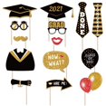 thumbnail image 3 of Large Size Graduation Photo Frame + 14 Congrats Photo Booth Props Party Supplies HTOOQ Grad Class of 2021 Decorations Favors (Assembly Needed) gold,black,white -, 3 of 5