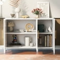 thumbnail image 4 of EUROCO 48" Longer Free Standing Buffet Cabinet ,Modern Sideboard Cabinet with Pine Wood legs,3 Doors and Shelves，Metal Handle for Living Room Study Entrance Corridors ,White, 4 of 8