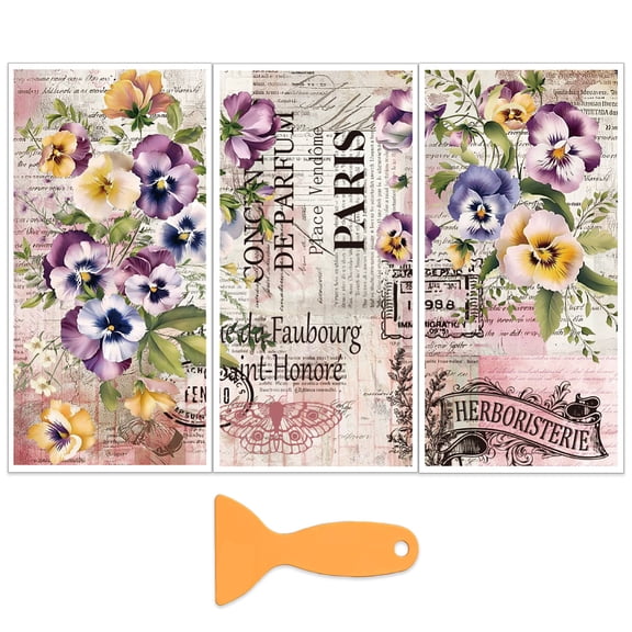 3Pcs/Set Pansy Rub on Transfers