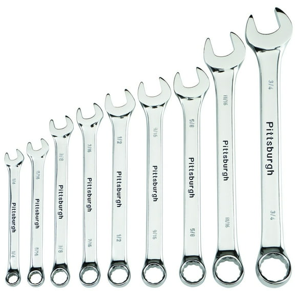 9 Pc Fully Polished SAE Combination Wrench Set