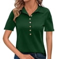 thumbnail image 2 of Green Women's Short Sleeve T-shirt, Womens Summer Daily Casual V Neck Shirts Short Sleeve Tops Collared Blouses Loose Fit Shirt,Women's Short sleeve T-shirt XXL, 2 of 8