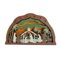 Wooden Nativity Set,  Miniature Nativity Scene, Tabletop Rustic Mini Figurines for Festive Wood Crafts for Home or Office