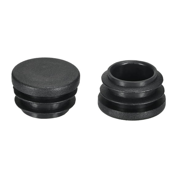 0.87" Round Black PE Tubing End Cap Steel Furniture Pipe Tube Covers Insert 50 Pcs