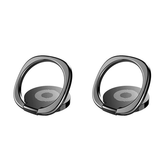 sweethay Anillo de teléfono de 360 grados Soporte para teléfono celular Soporte de metal Tableta universal Aleación de zinc Soporte de agarre negro 2piezas
