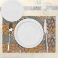 thumbnail image 3 of Ambesonne Floral Place Mats Set of 4, Flowers and Peacock, Standard Size, Petrol Blue Pale Coffee, 3 of 6