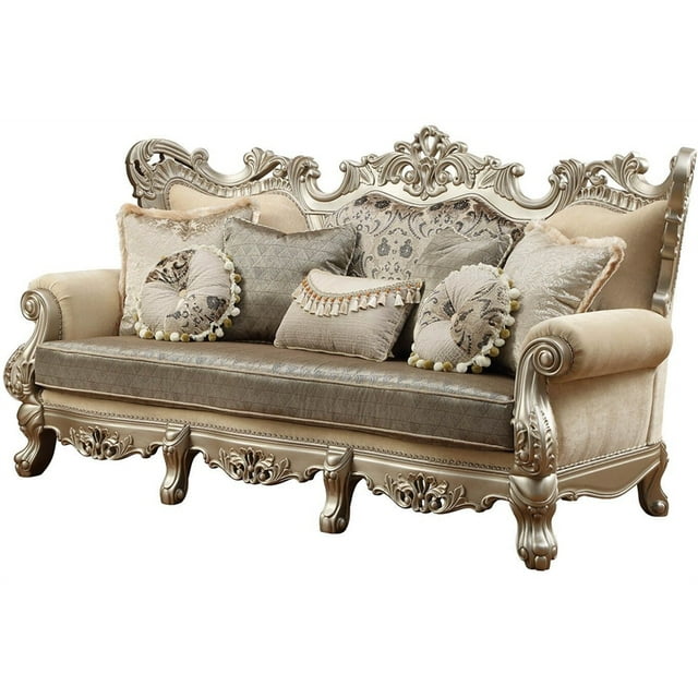 ACME Ranita Fabric Upholstered Sofa in Champagne and Beige