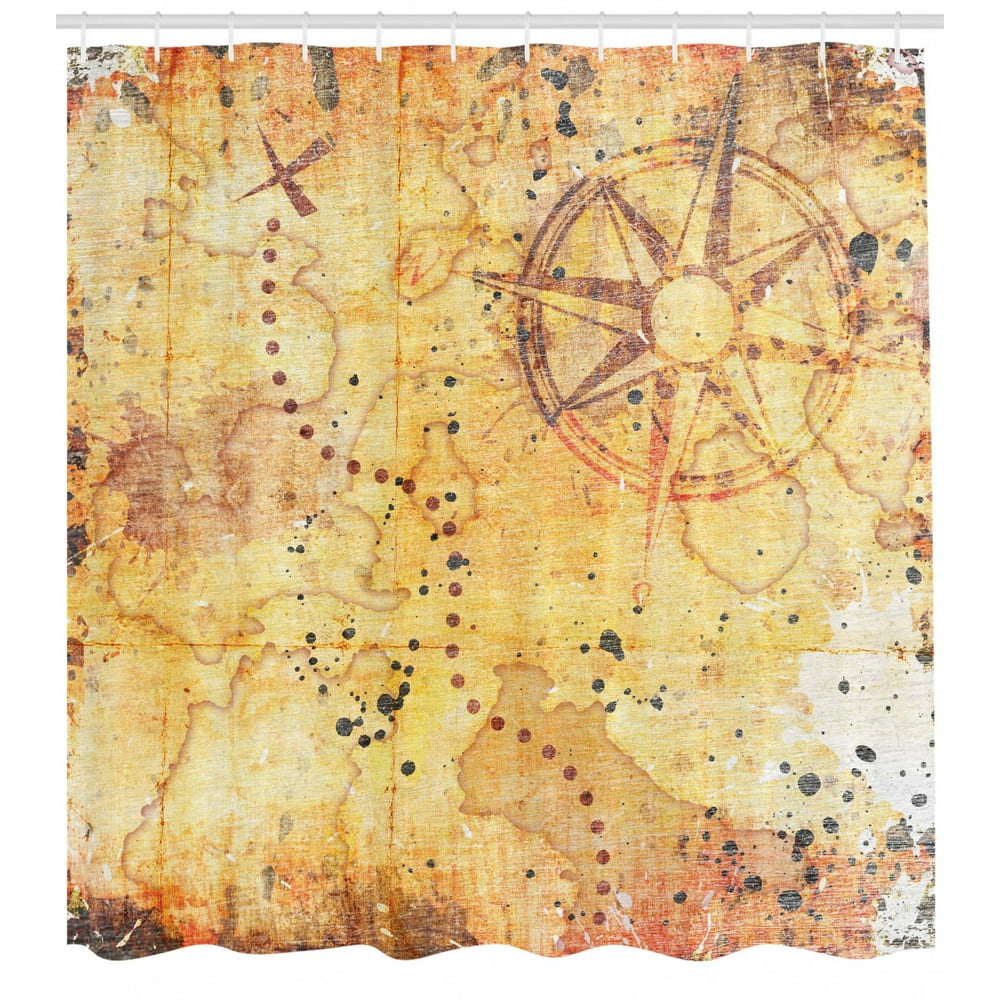 island map shower curtain antique treasure map grunge rusty style