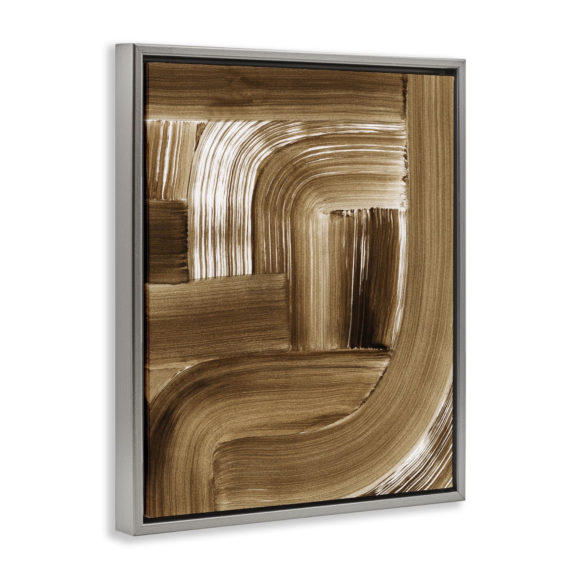 Stupell Industries Brown Curved Arches Abstract Painting Gray Floater Framed Canvas Art Print Wall Art, 17 x 21