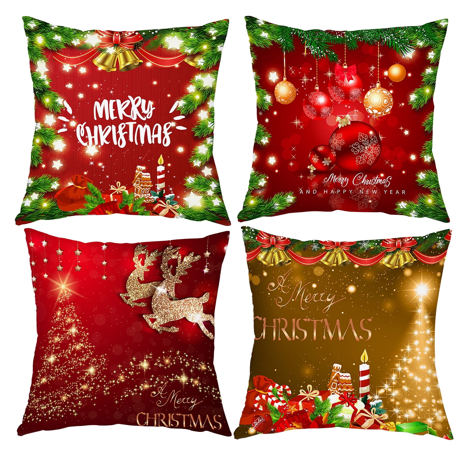Jikolililili Christmas Xmas Cushion Throw Cover Pillow Case Cotton Home