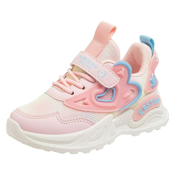 Bmisegm Girls Sports Shoes Fashionable New Pattern Cute Mesh Breathable and Comfortable Casual Hook Loop Shoes Kids Sneakers Pink 11 (US size)