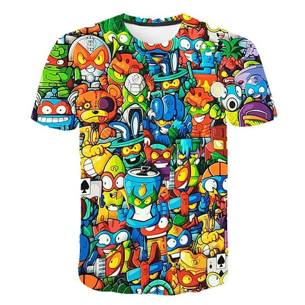 Super Zings camisetas 2023 nuevo verano niños niño niña estampado dibujos animados camisetas 1-14 años niños moda Casual Tops camisetas disfraces8T Gao Jinjia LED
