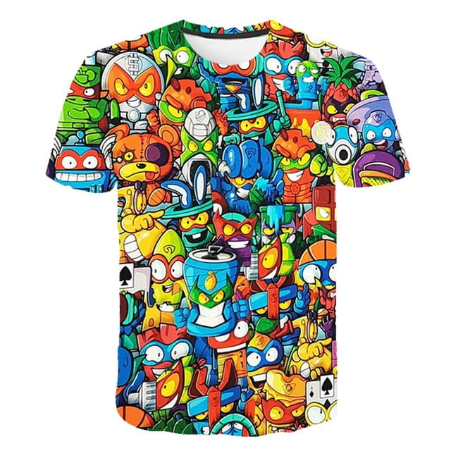 Camisetas Super Zings, ropa para niños, novedad de verano 2023, camisetas de manga corta con dibujos animados, camisetas informales con cuello redondo de 1 a 14 años, Tops8T Gao Jinjia LED