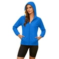 thumbnail image 4 of Women's Plus Size Hooded Sun Protection Jacket Full Zip Elastic Cuff Long Sleeve Sun Sweatshirt Lightweight Outdoor Windbreaker Coats Blue, 4 of 8