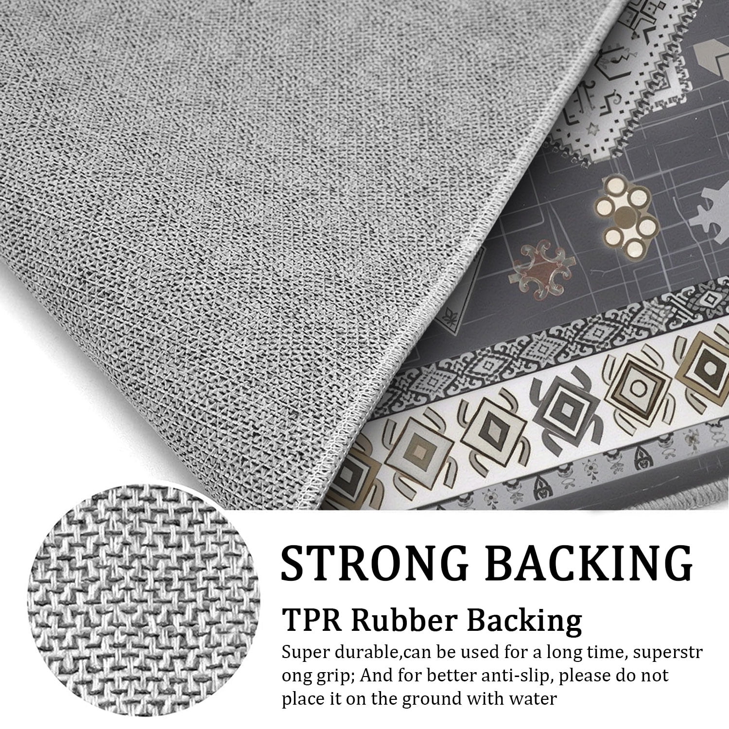 TECHVIDA Kitchen Rug Set 3 Piece,Non Slip Machine Washable Kitchen Mats, Farmhouse Hallway Doormat for Home Floor and Living Room,Gray