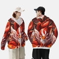 thumbnail image 4 of Daiia Red Leaf Flame Fox UPF 50+ Sun Protection Hoodie Jacket Lightweight Long Sleeve Sun Shirt for Women Men with Pocket Hiking Outdoor-3X-Large, 4 of 7