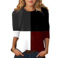 thumbnail image 2 of WEAIXIMIUNG T-Shirts pour Femmes T-Shirts Graphiques Hauts Femmes Manches Trois-Quarts Ajusté Mignon Hauts Col Rond Ajusté Manches Mi-Longues Tee-Shirts, 2 of 5
