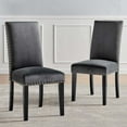 thumbnail image 5 of Side Dining Chair, Set of 2, Velvet, Wood, Dark Grey Gray, Modern Contemporary Urban Design, Kitchen Room Cafe Bistro Restaurant Hospitality, 5 of 10