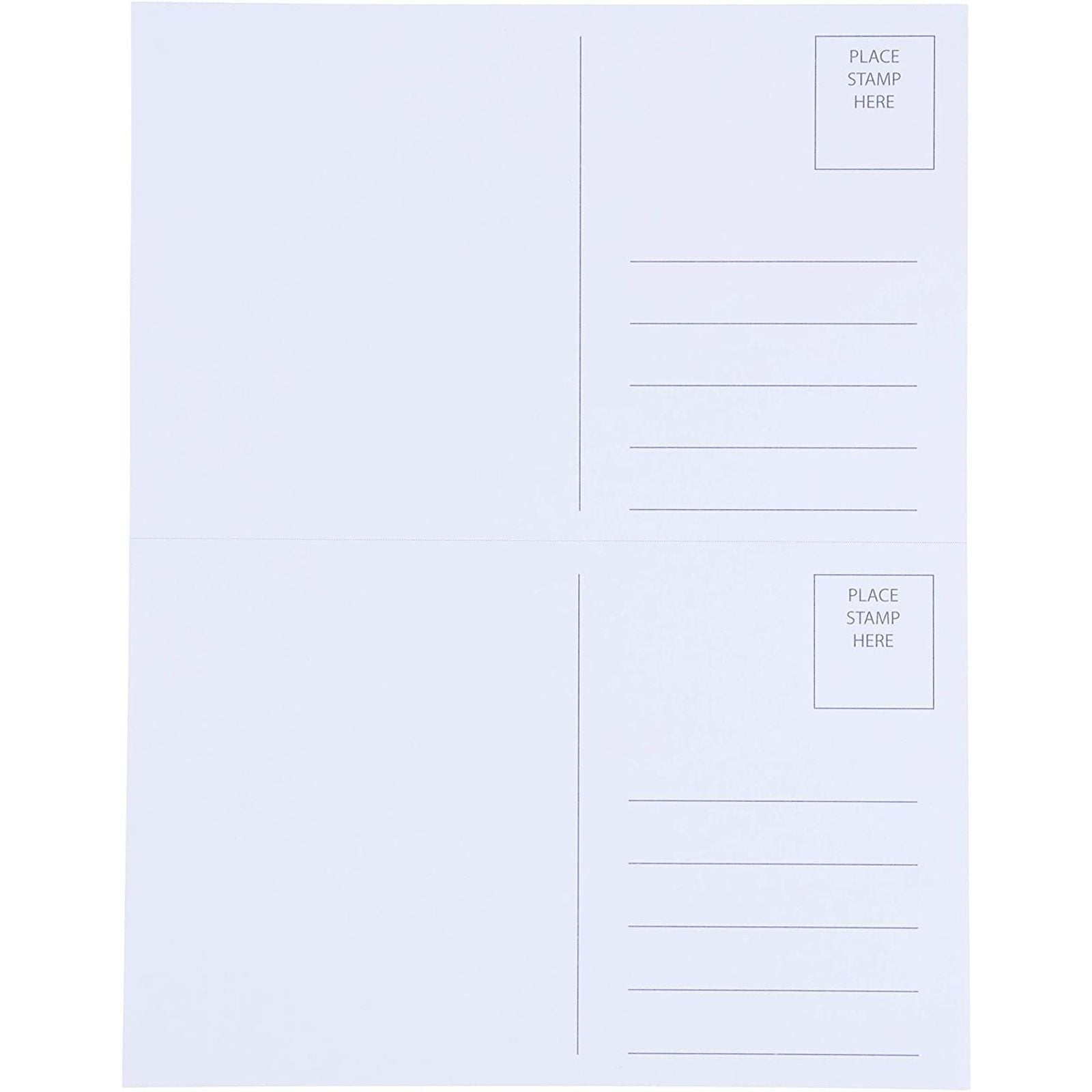 Blank Postcards - 211-Sheet 211-Cards Printable Postcards, 21-Up Perforated  Laser and Inkjet Printer Postcards, Self Mailer Mailing Side Postcards, With Free Postcard Template 4 Per Page