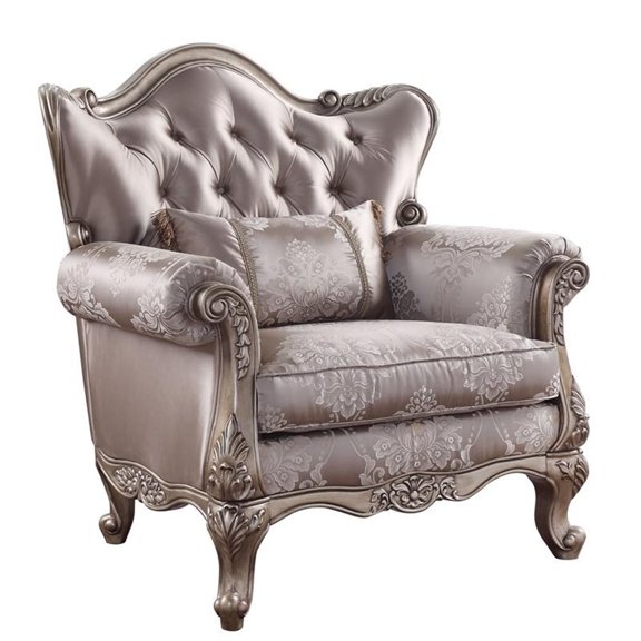 Bowery Hill Traditional Chair with 1 Pillow in Fabric & Champagne