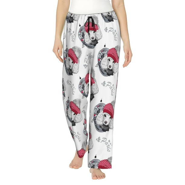 Balery Cute Poodle Dog Pantalones de pijama para mujer, pijamas ultraligeros, pantalones de estar por casa-Medium