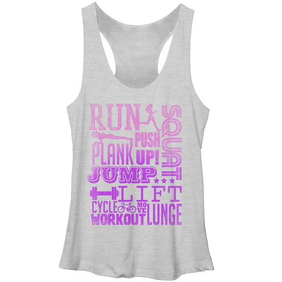 Women's CHIN UP Run Squat Jump Workout  Racerback Tank Top White Heather Small