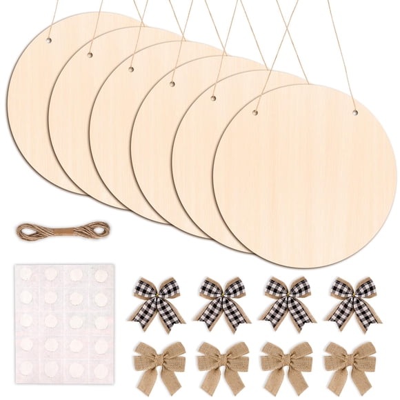Craft Wood Circles DIYDEC, juego de 6 discos redondos de 36 cm