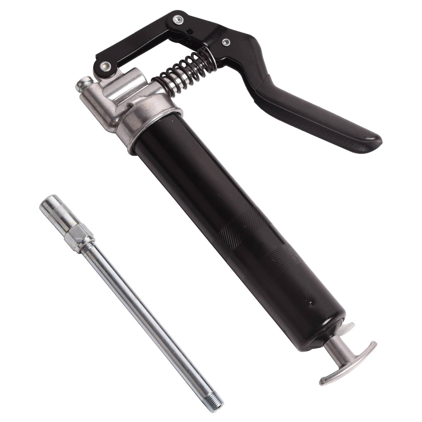 Dawot Hand Grease Gun 3500 PSI Pistol Grip Grease Gun Set 3oz Load Greasegun with 15" Spring Flexible Hose, Sharp Type Nozzle, Extension Rigid Pipe
