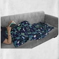 thumbnail image 6 of Contemporary Soft Flannel Fleece Throw Blanket, Artisan Grunge Murky Abstract Shapes Paintbrush Futuristic, Cozy Plush for Indoor and Outdoor Use, 50" x 60", Indigo Dark Teal, by Ambesonne, 6 of 6