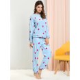 thumbnail image 4 of Pijama de Franela Lindo Impreso Allegra K Manga larga Top y Pantalones Para Dormir Suave Conjuntos Invierno Para Mujeres Fresa azul XL, 4 of 6