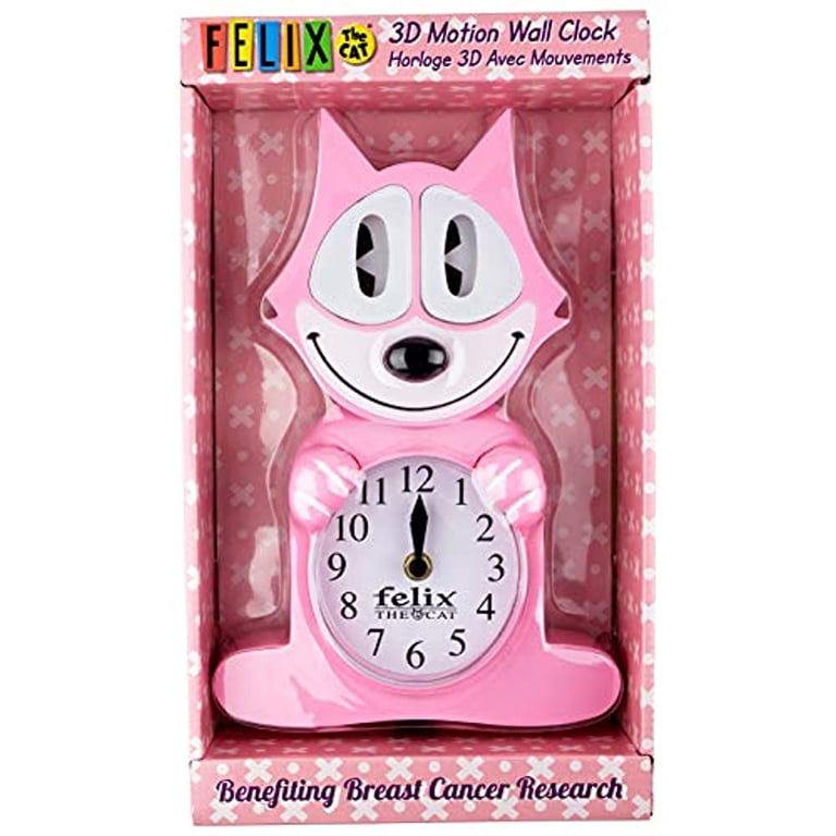 Betty Boop Pink Felix The Cat 3-D Motion Clock with Swinging Eyes