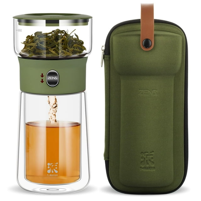 Infusor moderno de vidrio Teapot ZENS Smart One Touch con taza