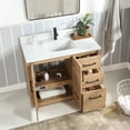 thumbnail image 5 of Vinnova San 42" Single Sink Wood Bath Vanity with Grain Stone in Brown/White, 5 of 16