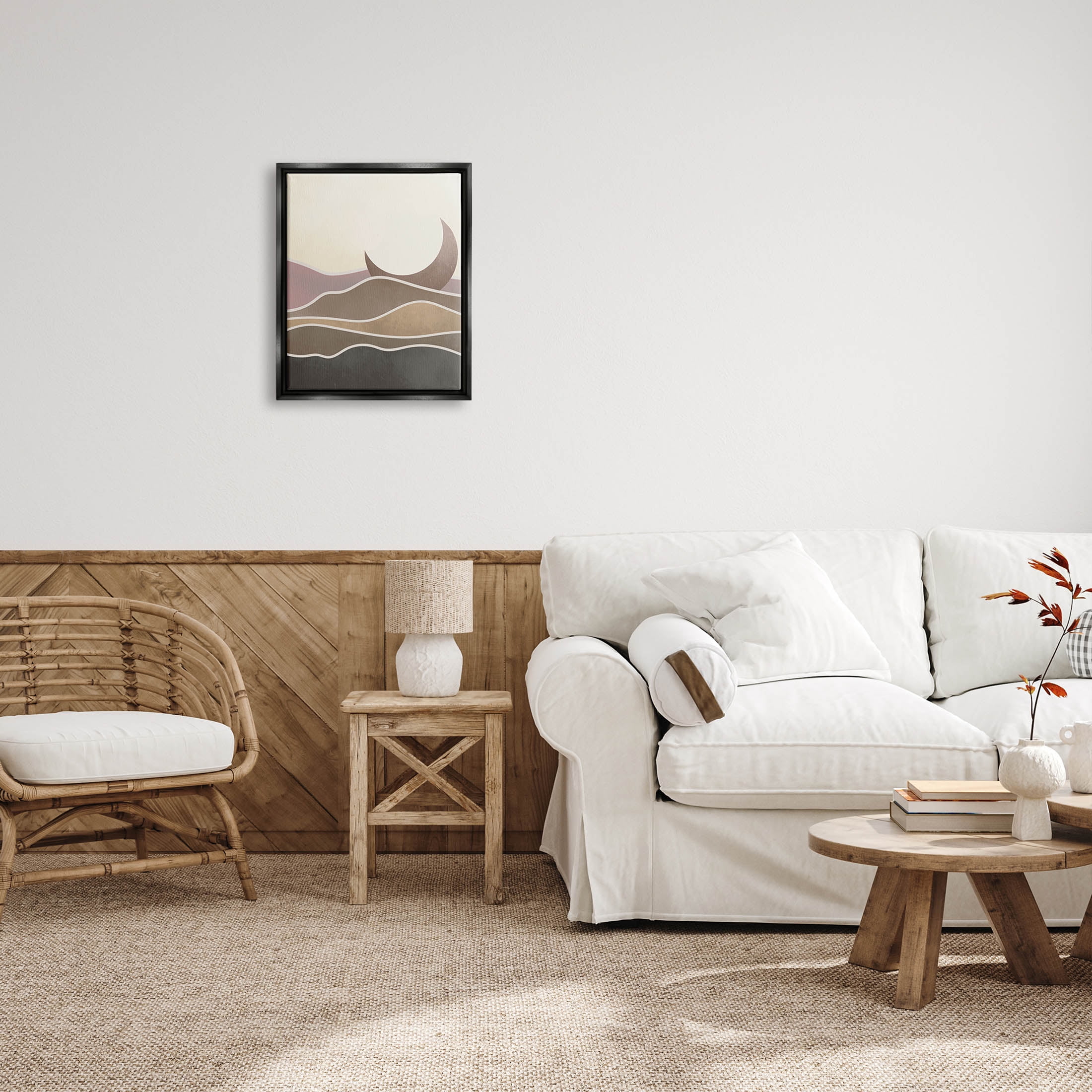 Desert Moon Sand Dunes Scenery Landscape Graphic Art Jet Black Framed Art Print Wall Art