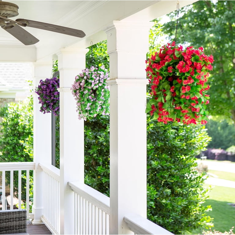 Artificial Faux Hanging Flowers Plants Basket for Spring Outdoor Outside  Porch Decoration, Fake Silk Purple Morning Glory Long Vines Realistic UV  Resistant for Home Balcony Garden Yard Patio - Walmart.com