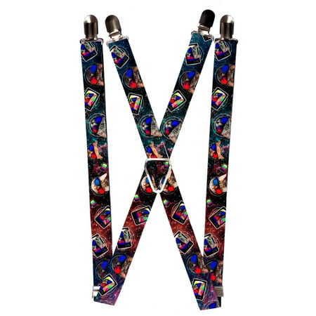 - Cat with 3D 3 Dimensional Glasses All Over Suspenders