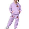 thumbnail image 6 of Tfken Girls Toddler Soft Outfit Sets Daily Wear Girls Hoodie Sweatshirts With Pants Set Winter Comfortable Bowknot Graphic Kids Stretch Outfit Size 6-7 Years, 6 of 7