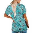 thumbnail image 5 of KISSMODA Womens T Shirts Short Sleeve Pleated Floral Tunic Tops Dressy Casual Crew Neck Summer Boho Tops Blouses, 5 of 5