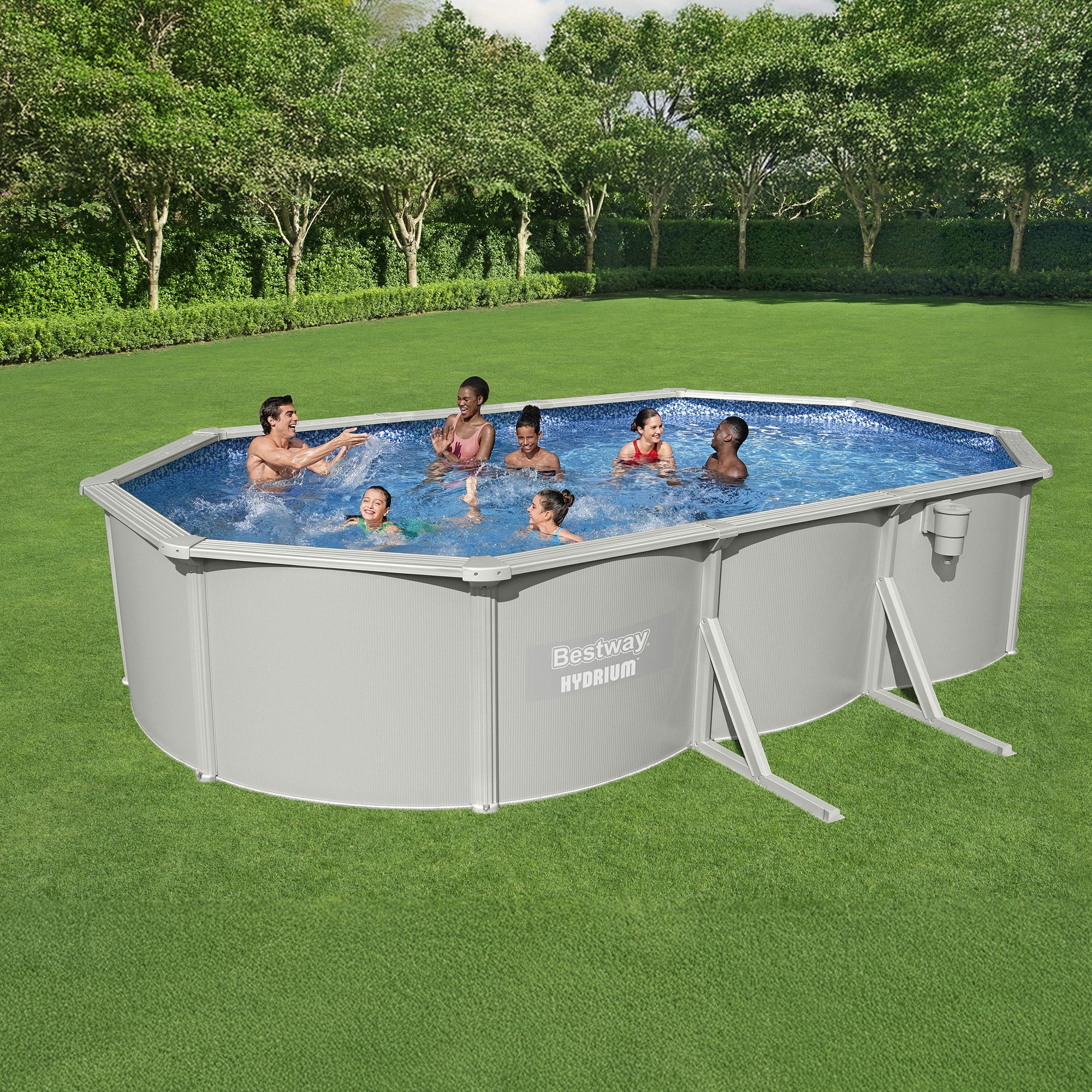 Bestway Hydrium 20'x12'x48" Steel Side Wall Above Ground Pool w/ Sand Pump & Accessories